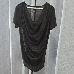 MM Couture Black Draped Blouse‎